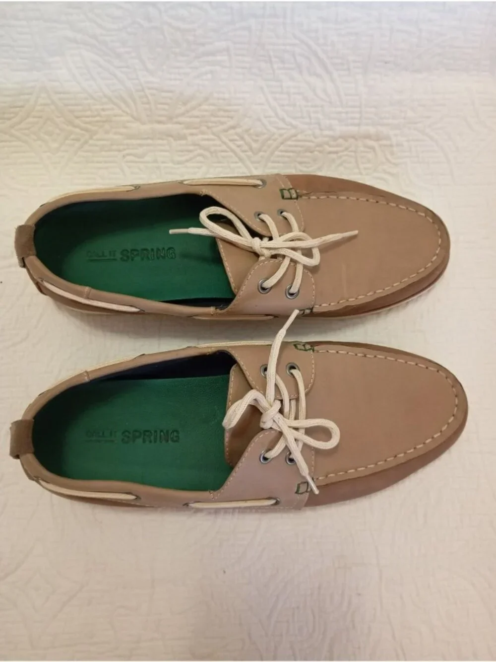 Call It Spring Mens Tan & Brown Boat Shoes Size 10 Lace-Up Casual Loafers